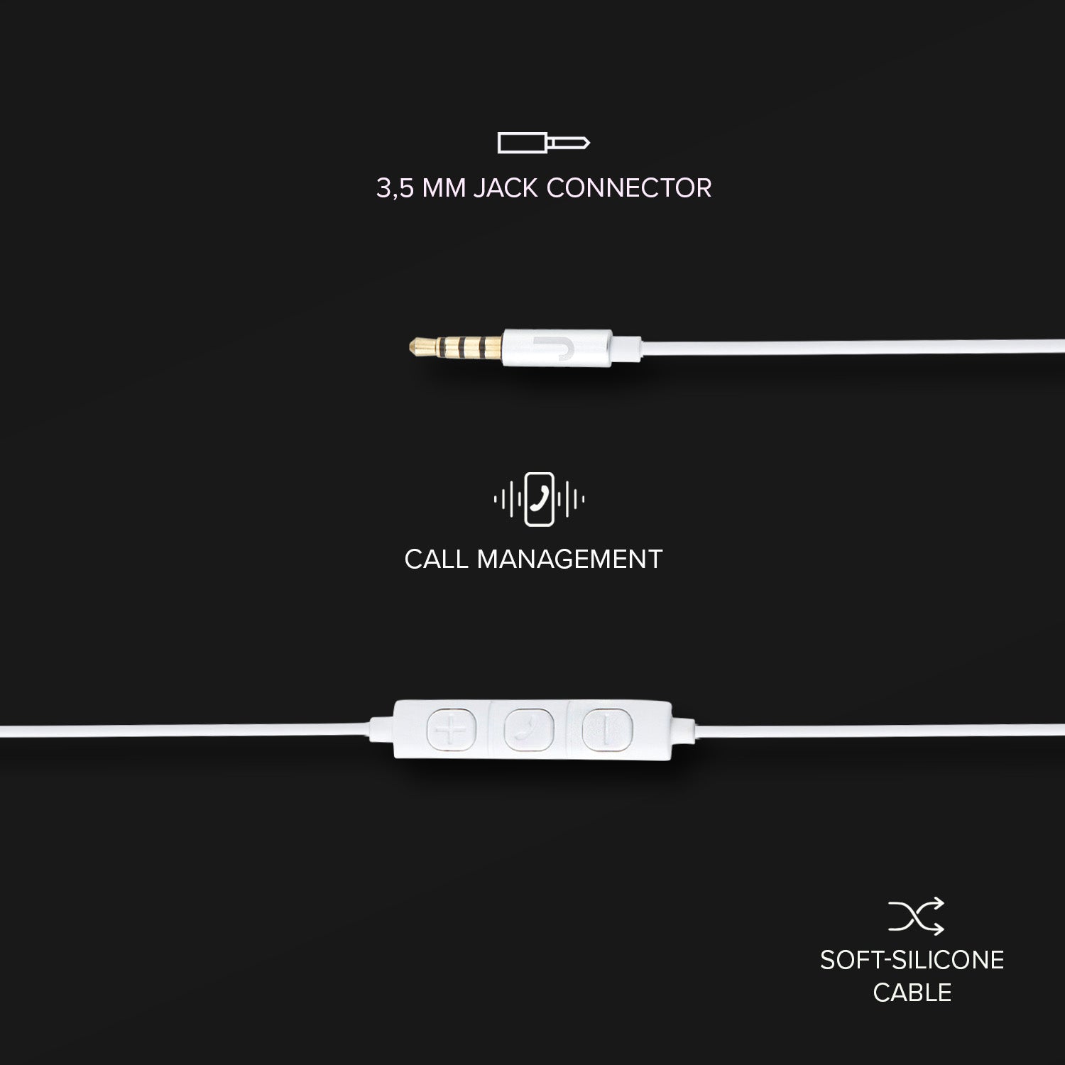 Auriculares Soul con cable, micrófono integrado y conector jack 3,5 mm